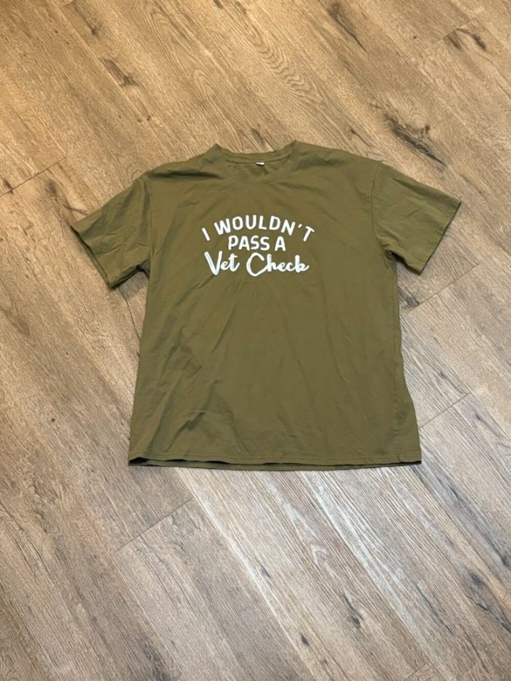 Port & Company Olive Green Graphic Tee "I Wouldn't Pass a Vet Check" 2XL
